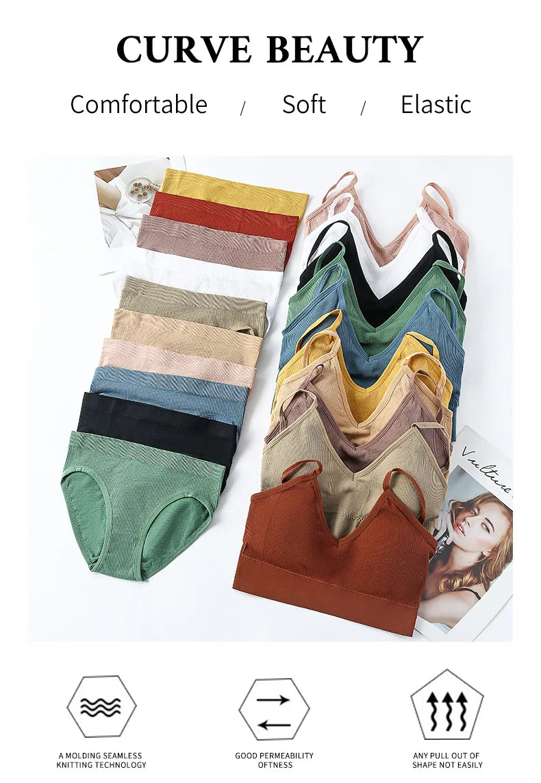 Deep V Wireless Bra Set