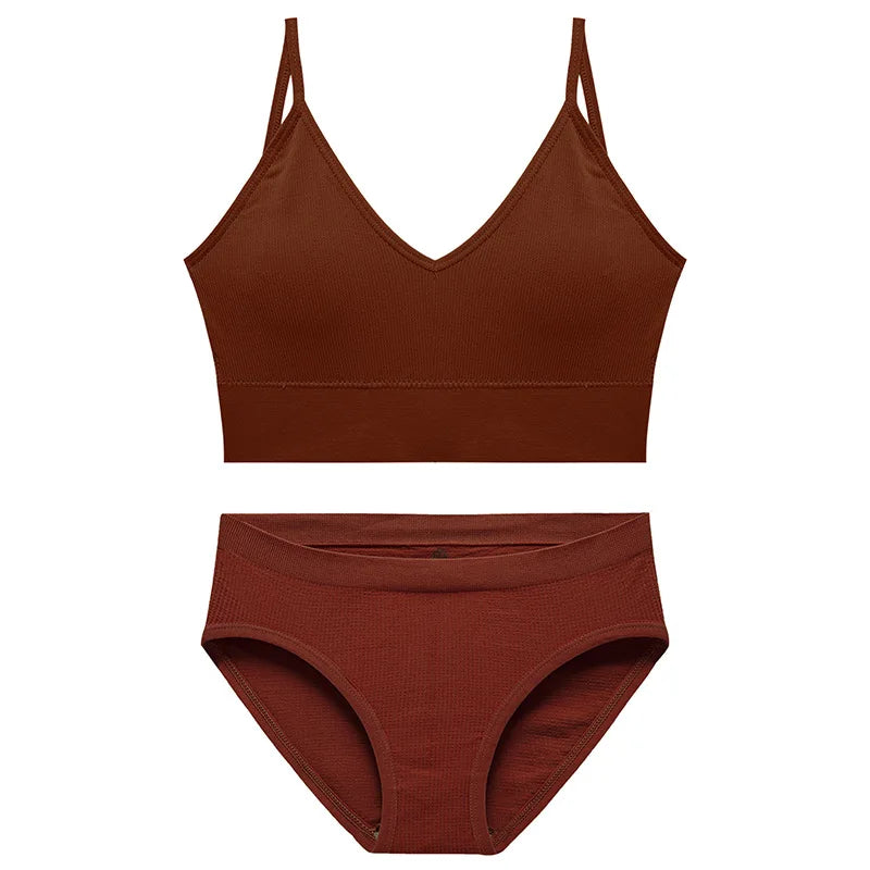 Deep V Wireless Bra Set