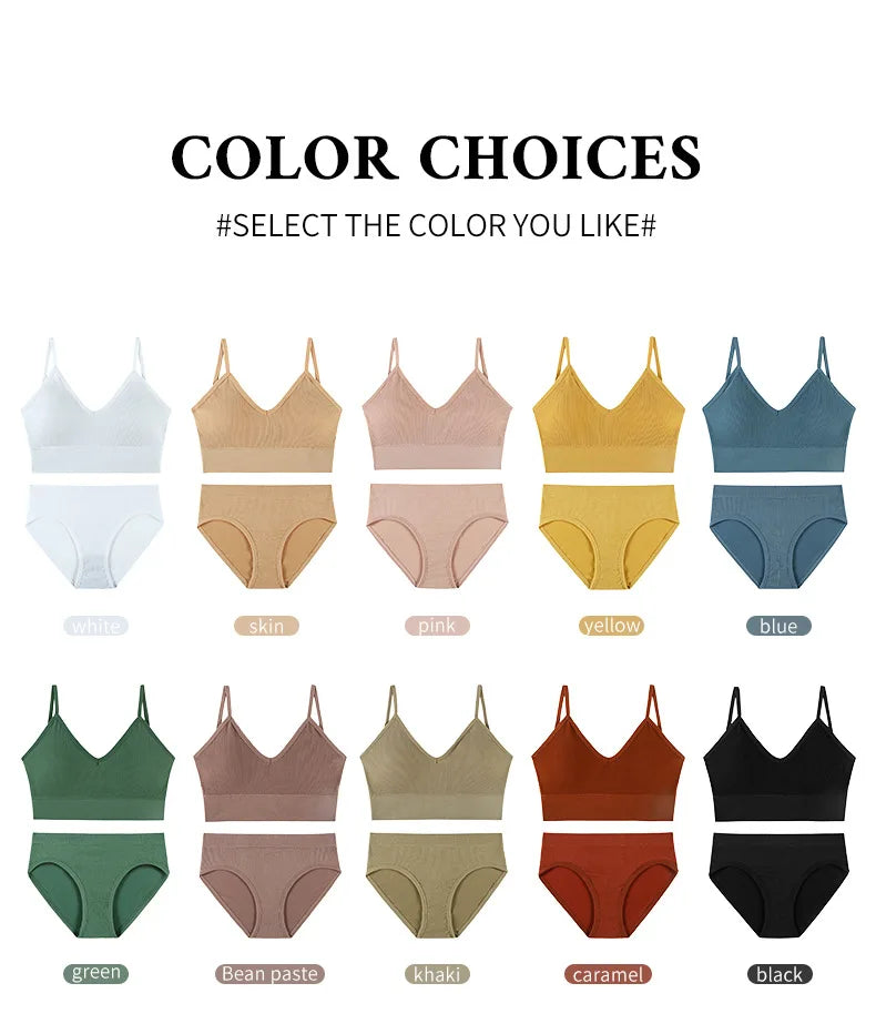 Deep V Wireless Bra Set