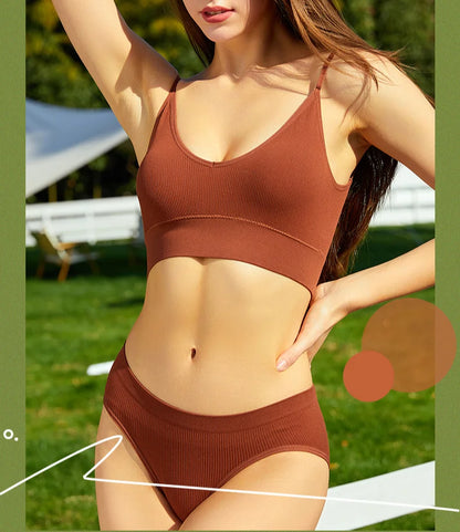 Deep V Wireless Bra Set